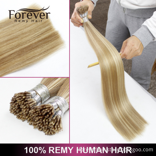 Forever high quality 100 real Indian remy human blonde #613/18 double drawn 2g strands i tip hair extensions